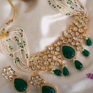 24K Gold Plated Indian Kundan Choker Set