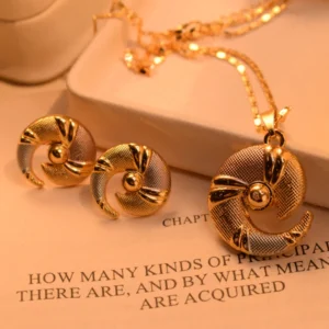 Sparkling Unique Design Gold Plated Necklace Set for Girls/Women